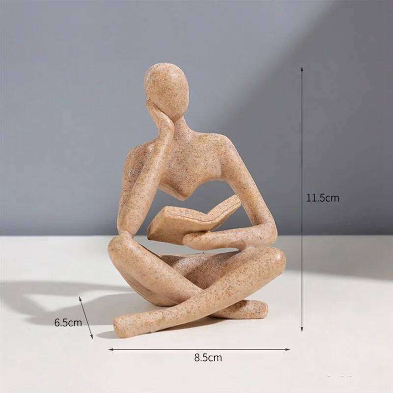 AUAU-Thinkers Sculptures, Thinkers Resin Statue Reading Ornament,Thinkers Sculpture Decoration, Modern Book Decor S260204