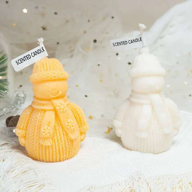 Scarf Snowman Cute Hat Candle Christmas Decoration Festival Aromatherapy Candles Xmas Home Tabletop Ornament S260204