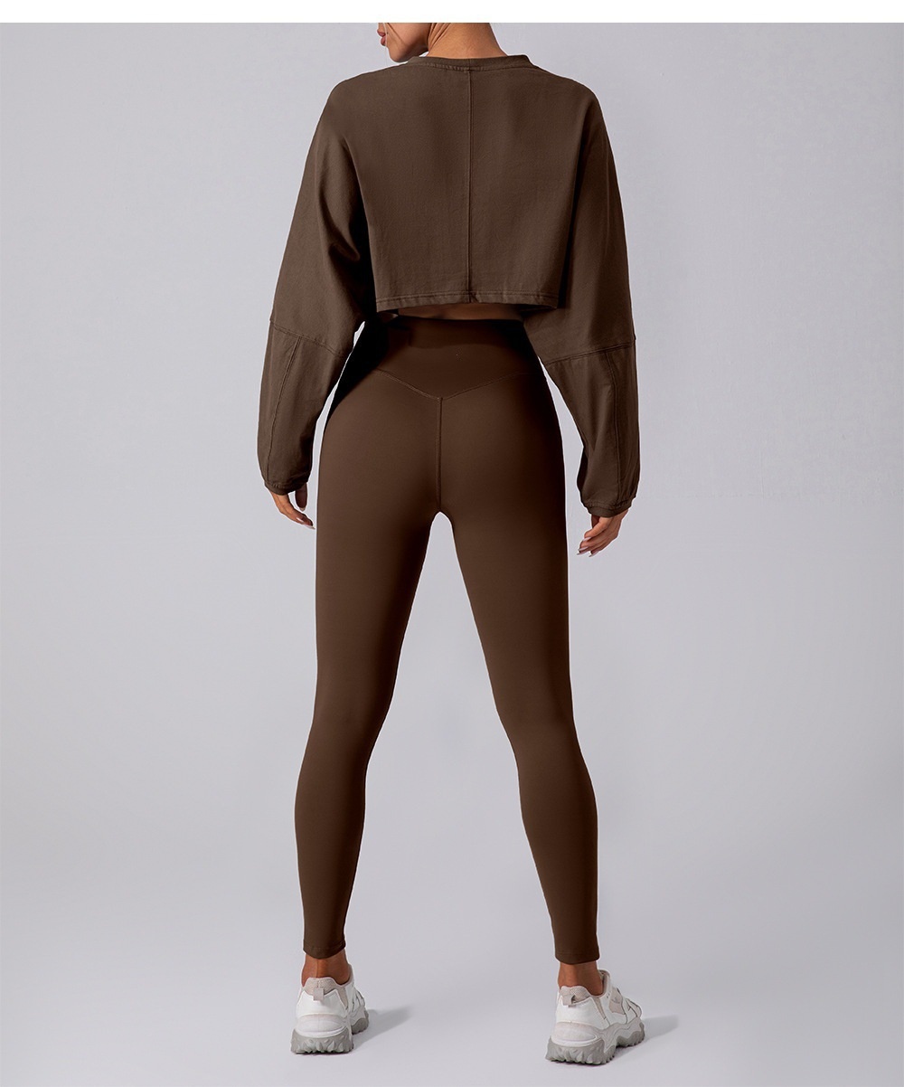 Women's T-Shirts Sports Sweater Women's Crew Neck Short Breathable Fitness T-shirt Loose Long-sleeved Top Yoga Top