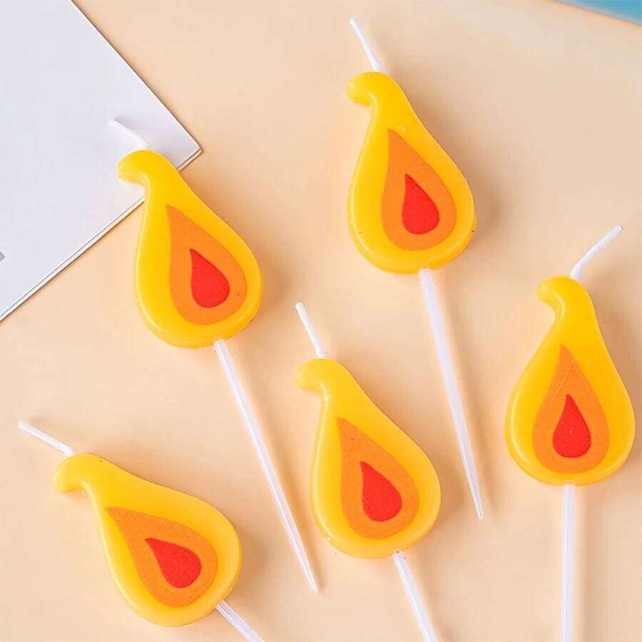 Yellow Cake Retro Cartoon Flame Birthday Candle Internet Celebrity Christmas Decoration S260204