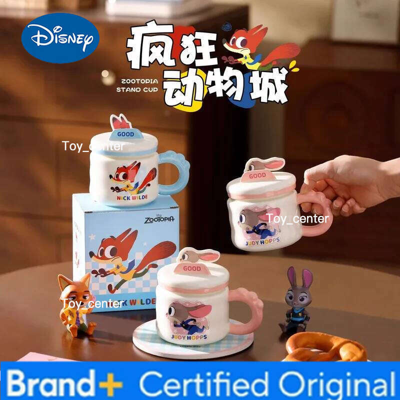 Disney Zootopia Cute Cartoon Ceramic Mug With Lid Judy Hopps Nick Wilde Phone Holder Coffee Tea Cup For Office Home Daily Use H260205