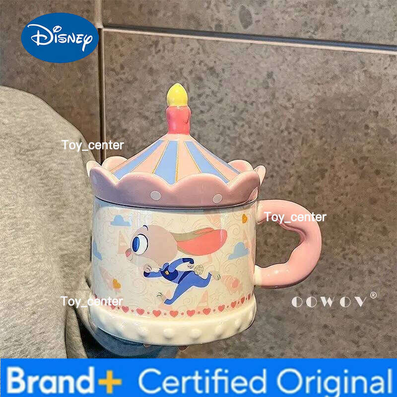 Disney Zootopia Judy & Nick Couple Ceramic Mug With Lid Home Coffee Water Cup Exquisite Box Packed Birthday Gift For Lovers H260205