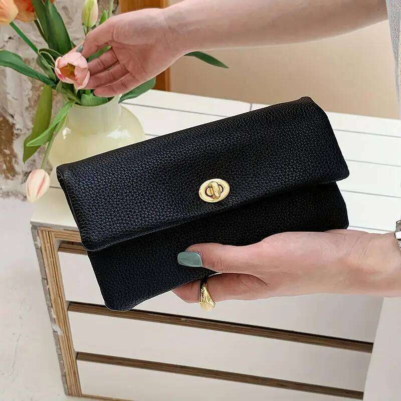 Fashion PU Leather Envelope Wallets Metal Buckle Korean Style Women Long Clutch Zipper Coin Purse Change Bag Outdoor Z260205