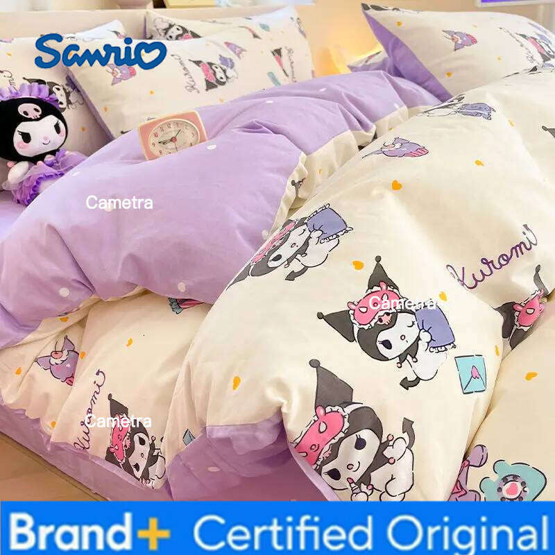 Sanrio Bed Sheet Four-piece Cartoon 100% Cotton Quilt Cover Pillowcase 3-piece Set H2602051111