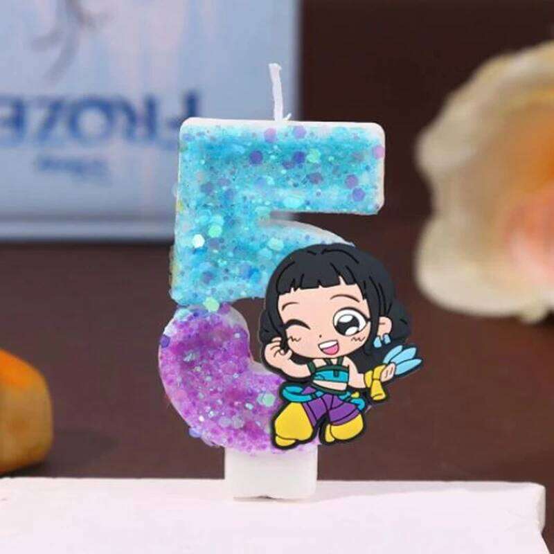Hot K-Pop Demon Hunters Decoration Numi Mira Zoe Digital Candle Cake Top Birthday party cake decoration S260204
