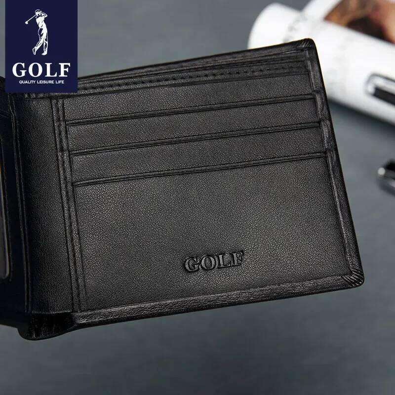 GOLF Man's Leather Short Wallet with Id Holders Coin Purse Square Bag Folding Gentleman Money Clip Card Organizer Z260205