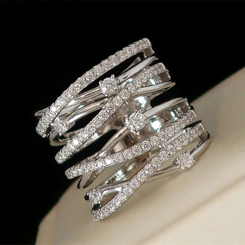 Sparkling Diamond-Studded Zirconia Ring Designed for Women's New Jewelry Collection Perfect for Ladies' Holiday Parties and Travel