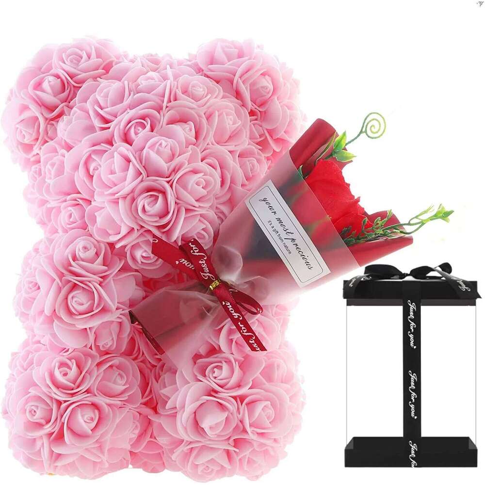2024 New Artificial Flower Eternal Rose Teddy Bear for Mom Mother's Birthday Valentine's Day Anniversary Gifts & Decorations S260204