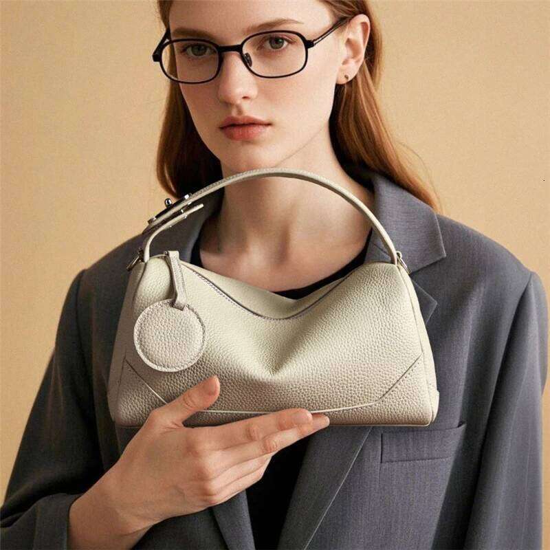 Burminsa Cowhide Genuine Leather Pillow Shoulder Crossbody Bags For Women Luxury Designer Top Handle Tote Ladies Handbags High Quality Luxury Bag LEMO