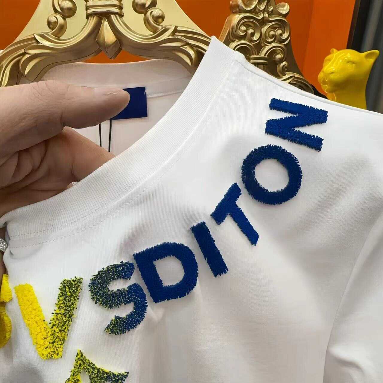 Free delivery Men's T-Shirts Letter round neck men's half sleeved men's and women's towel short sleeved summer loose men's T-