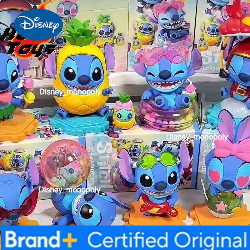 Disney Hot Toys Original Starcraft Baby Holiday Series Stitch Blind Box Mini Collection Doll Q Edition Trendy Play Figurine Gift H260205