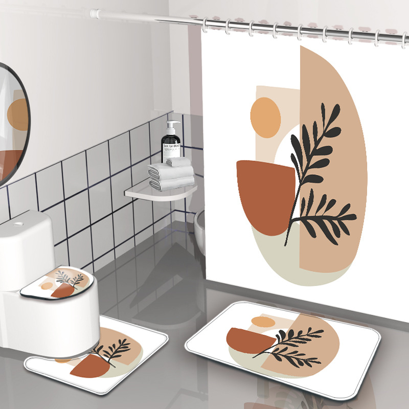 YL-38282 Simple 3D Digital Print Shower Curtain, Waterproof and Mildew-proof, INS Bathroom Partition Curtain Hanging Curtain