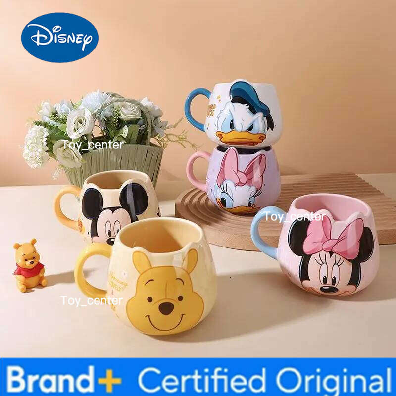 Disney Hot Mickey Mouse Minnie Coffee Cute Cartoon Donald Milk Creative Mugs Handle Kids Water Cup With Handgrip 450ml H2602051