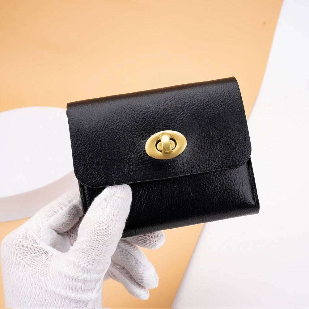 Solid Color PU Leather Wallet for Women, Large Capacity Snap Button Coin with Multi Card Slots, Minimalist Purse Z260205