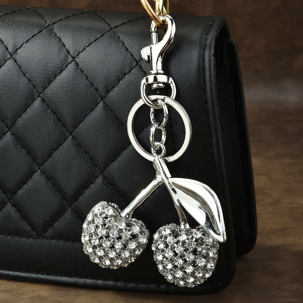 Sale Jewelry Full Diamond Bag Keychain Cross-Border Fruit Cherry Fashion Pendant