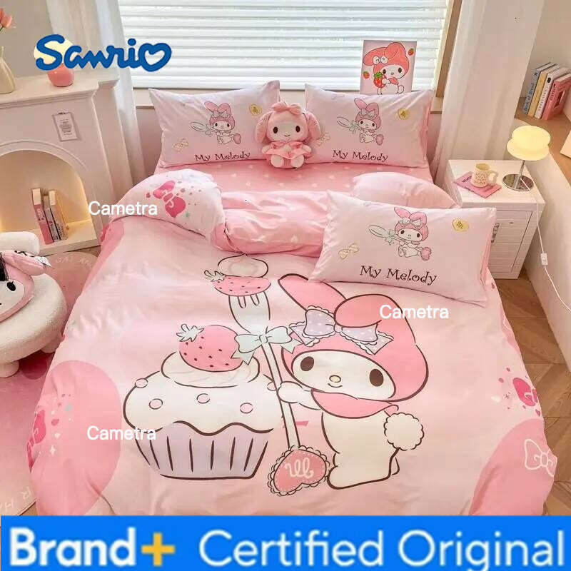 Sanrio Genuine Large Version Melody 100% Cotton 4pcs Girls Bedding Quilt Cover Bed Sheet Pillowcase 3pcs Set H260205111