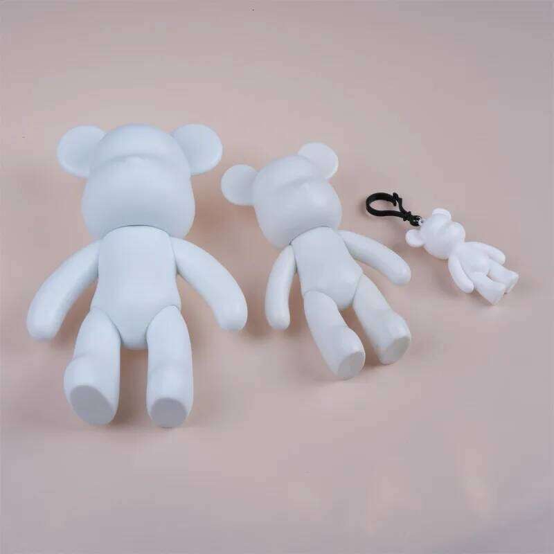 Fluid Sculpture Handmade DIY Painting Cool Bear Figurine Animal White Mold Graffiti Art Accessories Home Decoration S260204