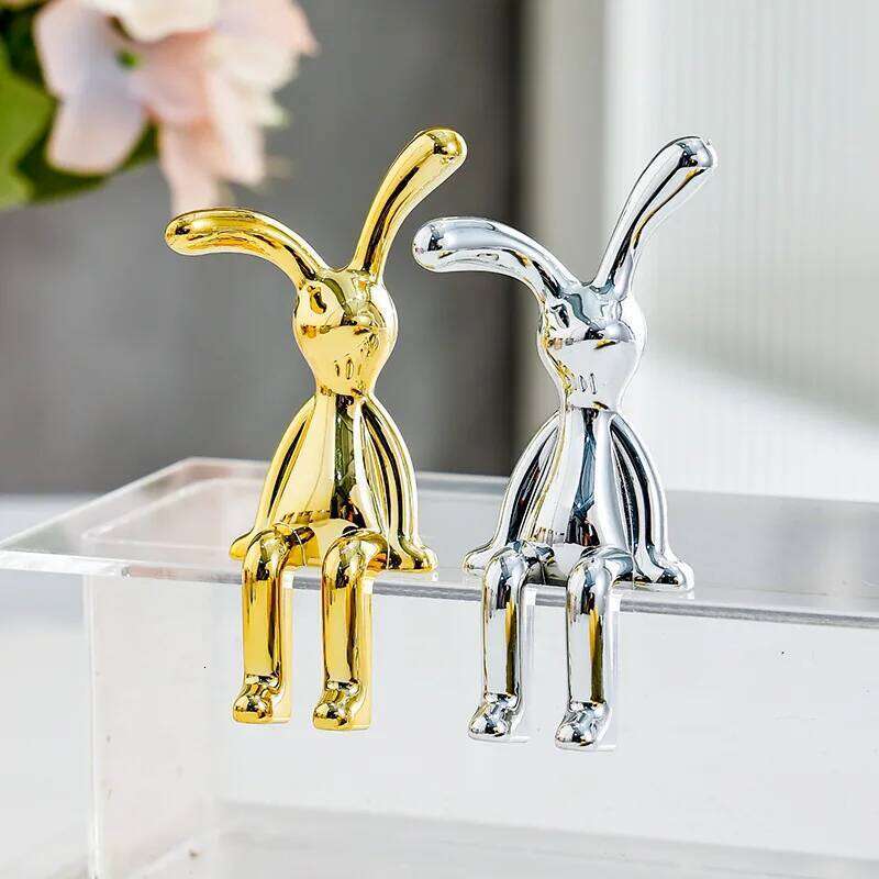 Long-Eared Rabbit Double Statue Cartoon Decoration Accessories Living Room Bedroom Car Decor Desktop Decorative Ornamet 1/2/4Pcs S260204