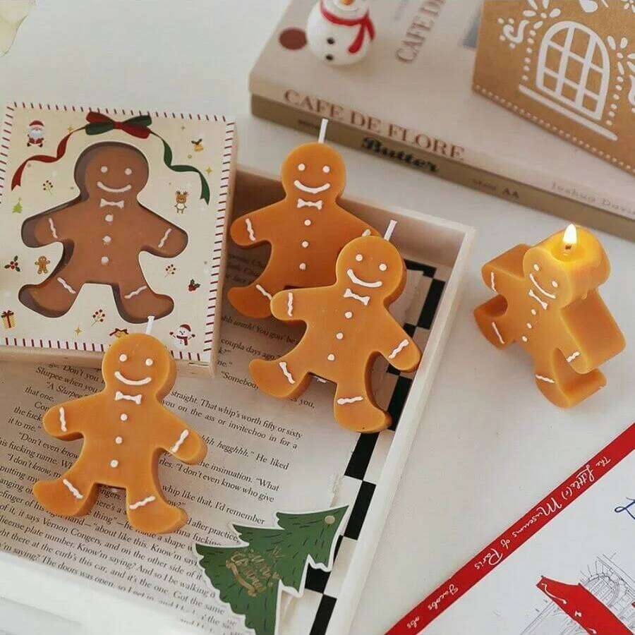 1pc Gingerbread Man Aromatherapy Coffee Milk Shape Wax Christmas Gift Fragrance Candle S260204 fa2