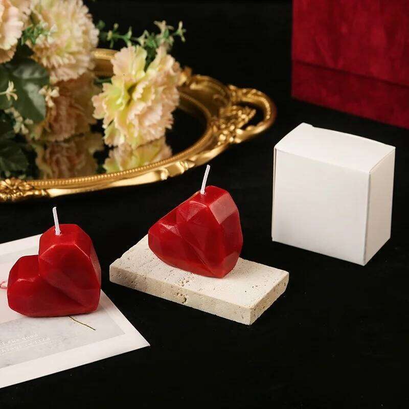 2pc Romantic Heart-Shaped Candles Flame Aromatherapy Candle Valentines Day Wedding Anniversaries Decor Perfect Gift for Couples S260204