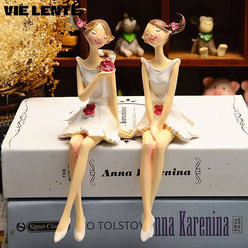 2pcs/set Beautiful Angel Resin Craft Festival Gift Fairy Kawaii Home Figurines Accessories Desk Decoration S260204