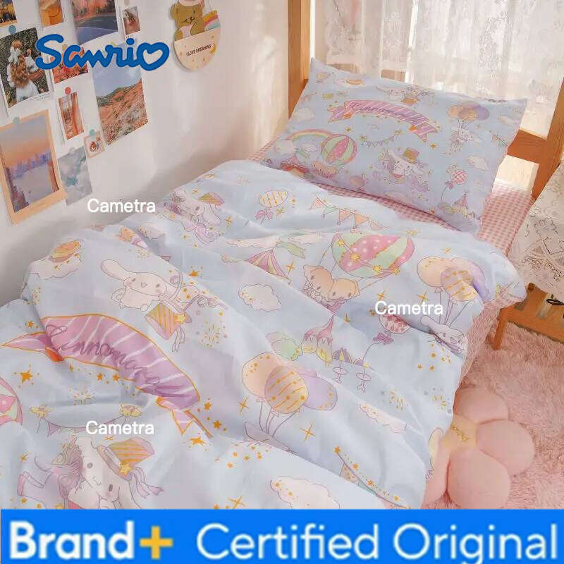 Sanrio Kuromi Cinnamoroll Hello Kitty Melody Dormitory Pillowcase Duvet Cover Sheet Three-piece Cute Girl Bedding Set Gift H2602051