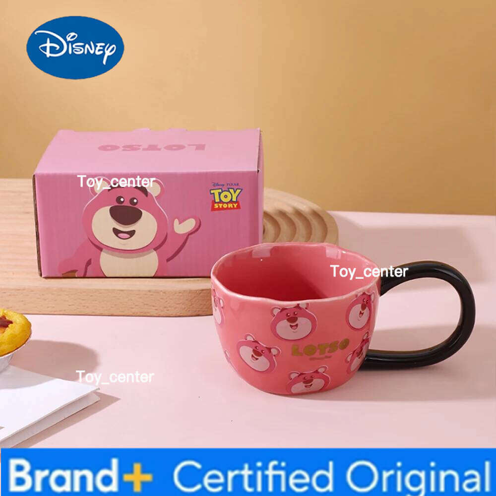 Disney Strawberry Bear Handgrip Mug Cups Creative Cartoon 300ML Household Ceramic Drinkware Breakfast Milk Coffee Juice Mugs H260205