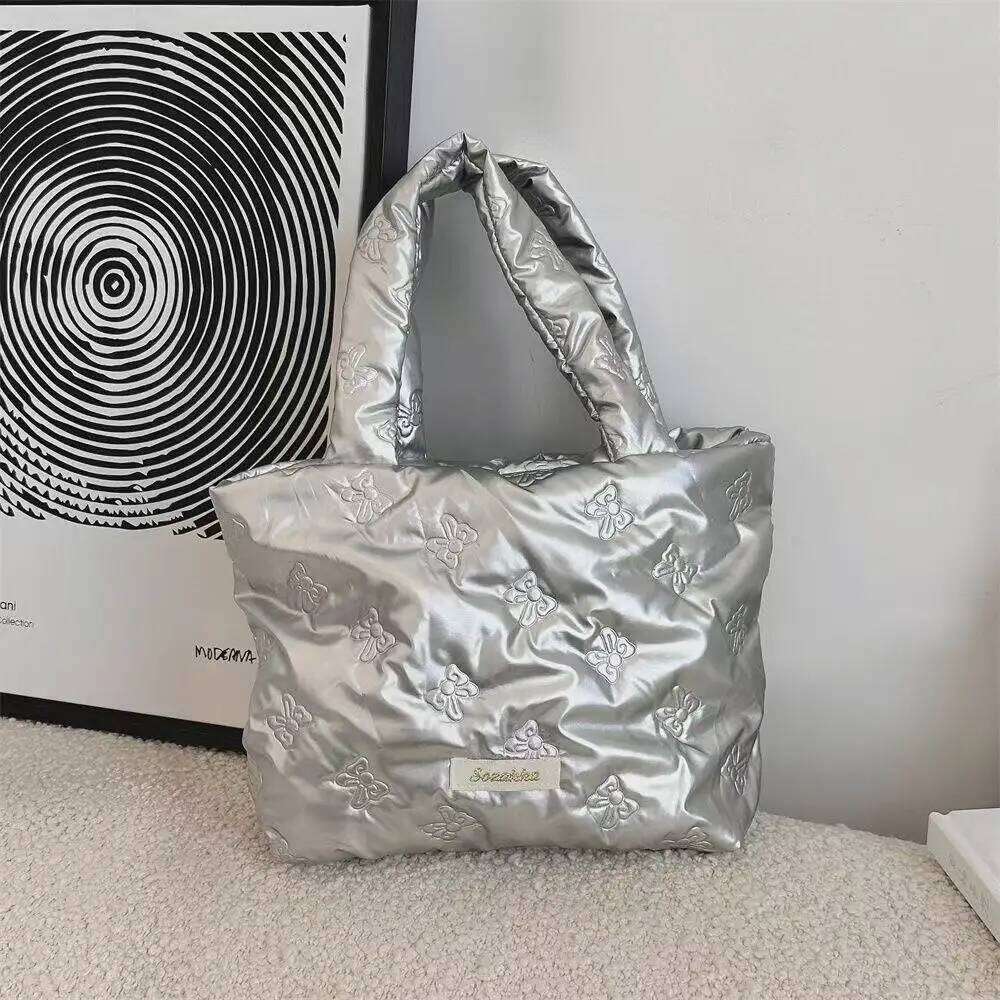 Butterfly Knot Tote Cute Shopping Bag Heart-shaped PU Simple Women's Handbag Y260204