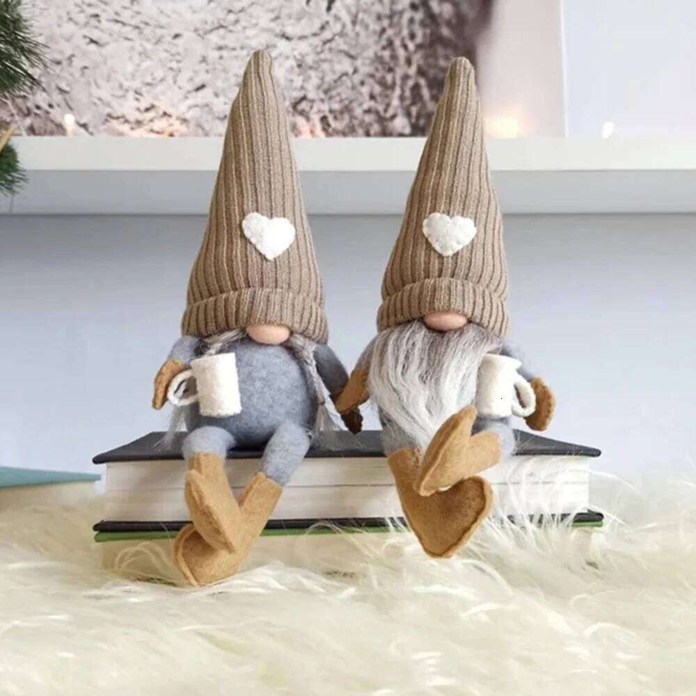 Gnome Dolls Plush Knitted Love Faceless Doll Christmas Farmhouse Kitchen Coffee Bar Decorations S260204