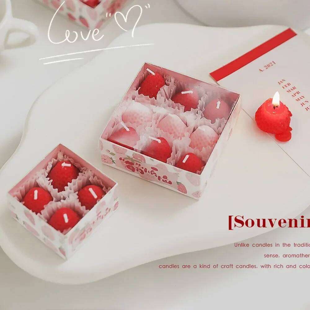 Scented Candle Strawberry Soybean Wax Fragrance Hotel Wedding Birthday Gift Aromatherapy Candles Room Home Decoration Accessorie S260204