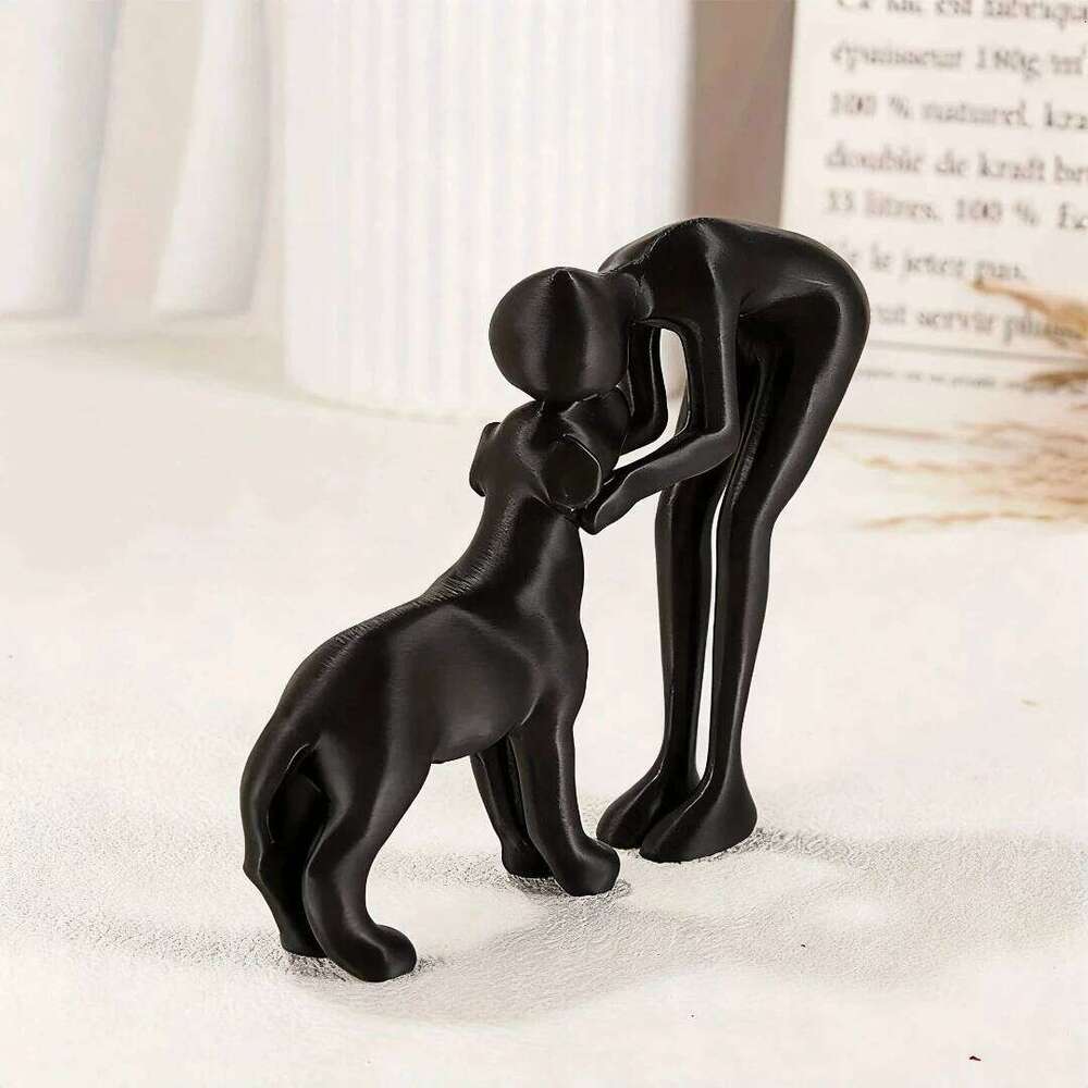 Abstract art companionship! Interactive human pet figurines for home and office decor. S260204