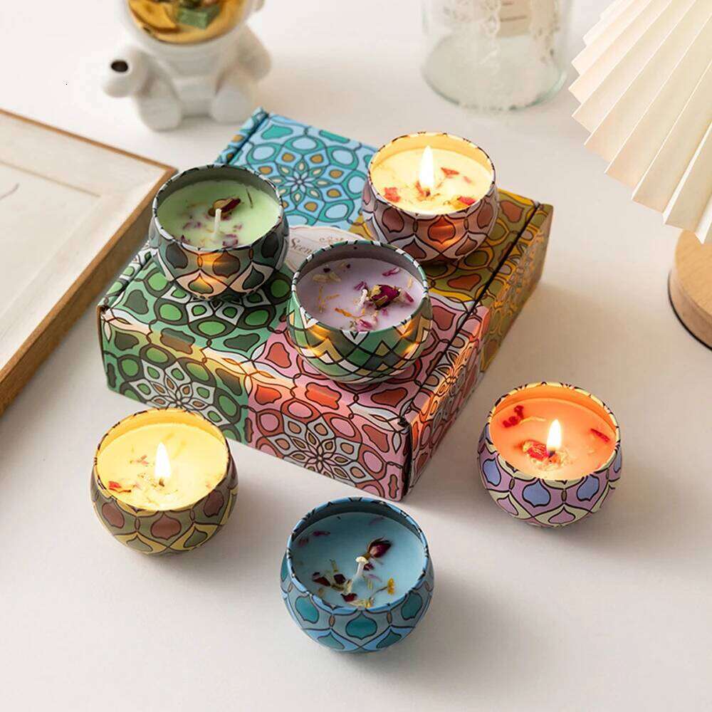 4Pcs Scented Set, Soy Wax Candle in Metal Tin Aromatherapy Candles with Floral Scents Home Decor Gift for Women H260205