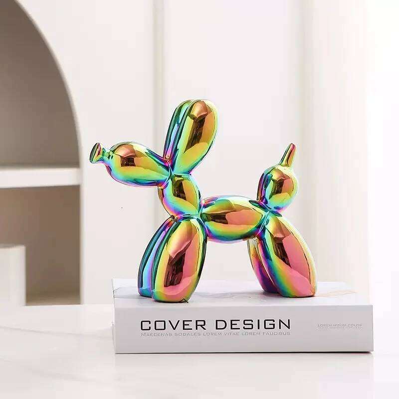 21cm Big Size Ceramic Balloon Dog Abstract Ornament Creative Sculpture Study Room Statue Home Office Accessories Decoration S260204