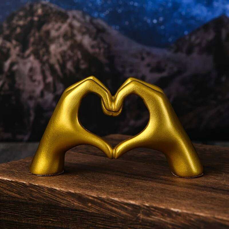 Gold Heart Statue Living Room Bedroom Decoration, Love Finger Modern Hand Gesture Sculpture Home Shelf Desktop S260204 a97
