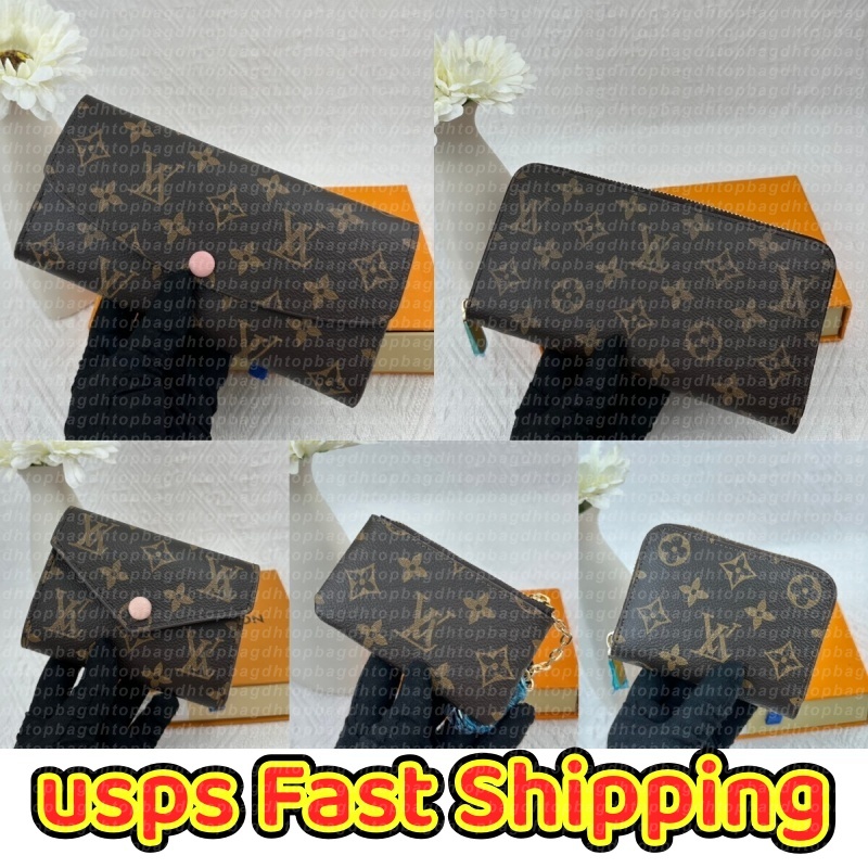 Brand Emilie Luxury Wallet Women Genuine Leather Credit Card Holder Designer Wallet Men Key Coin Purse Rosalie Victorine Zippy Short Wallets