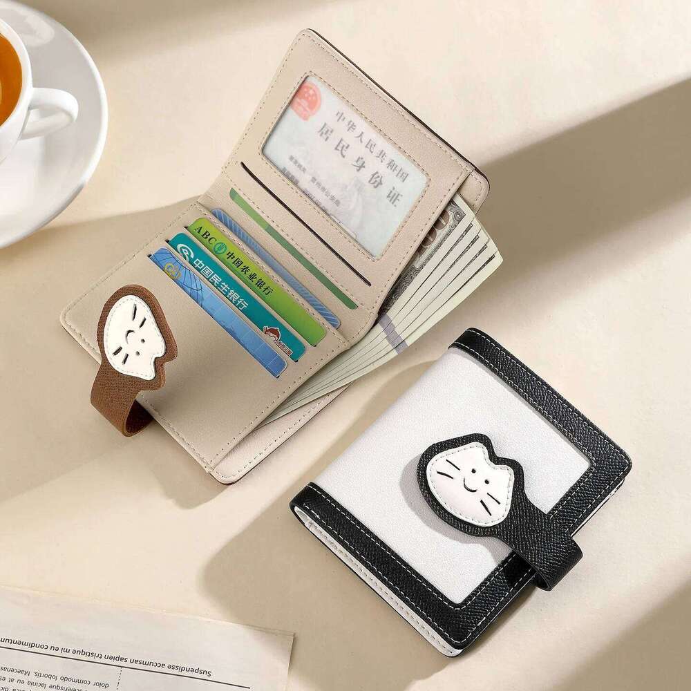 New Cute Cat Girls Wallet Short Student ID Bank Holder Money Bag hasp Wallets For Women Card Storage Coin Purse Z260205