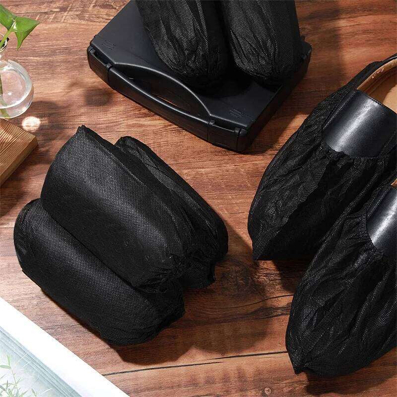 Disposable & 100Pack Black Non Slip Shoe Durable Boot Booties Protector Covers For Indoors Floors Carpet S260204