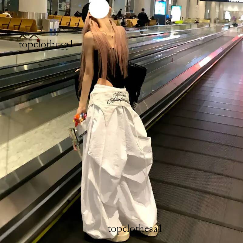 MEXZT Y2K White Cargo Pants Women Streetwear Embroidery Baggy Sweatpants Harajuku Wide Leg Joggers Summer Oversized Trousers New