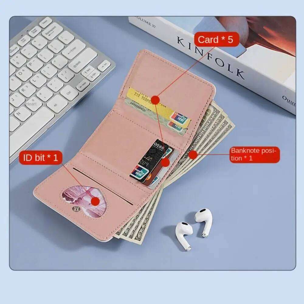 New PU Holder Tri-fold Short Money Clip Multi-Card Coin Purse Women Z260205