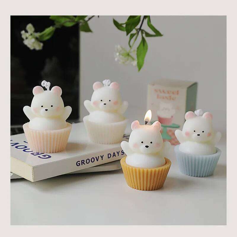 Cute Creative Simulation Teddy Bear Cake Aromatherapy Candle Diy Handmade Fragrance Cartoon Decoration Christmas Birthday Gift S260204