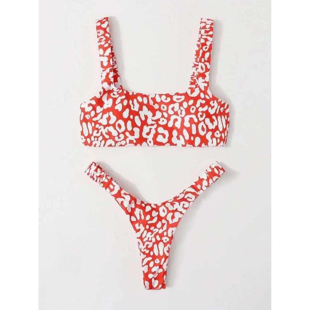sexy micro bikini 2024 women orange leopard print push up padded thong swimsuit female cut out bathing suit swimwear biquini XJ260206