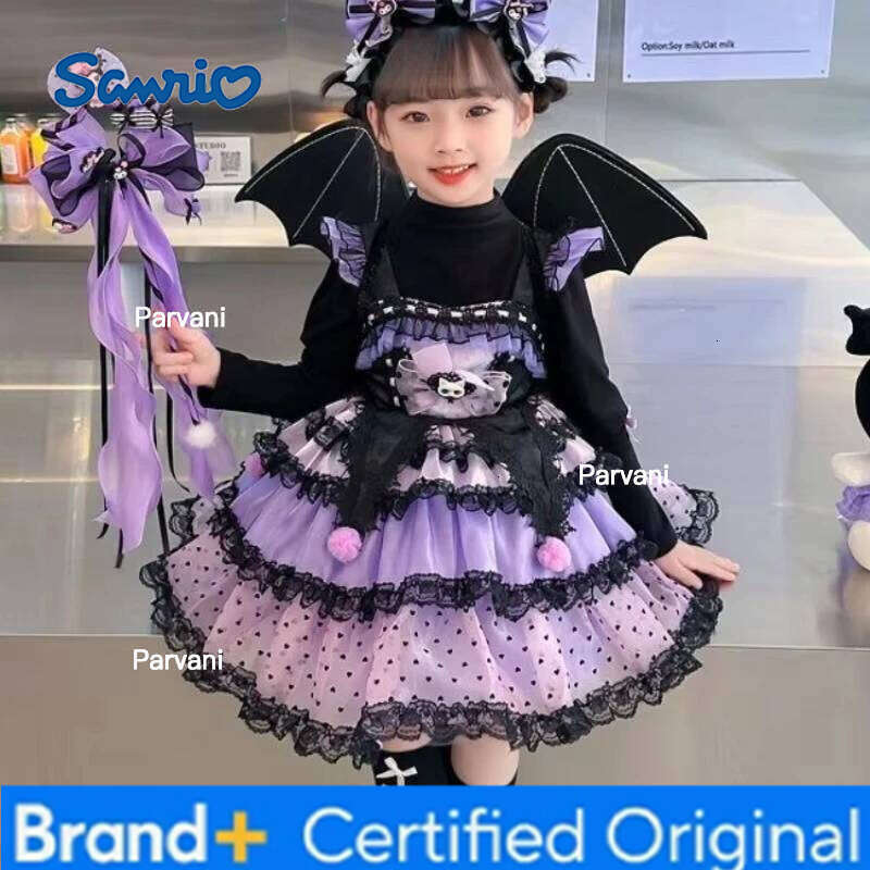 Sanrio Anime s Cosplay Kuromi Princess Lolita Puffy Tutu Dress Children Sweet Fashion Girls Birthday Halloween Gifts H260206 - view 5