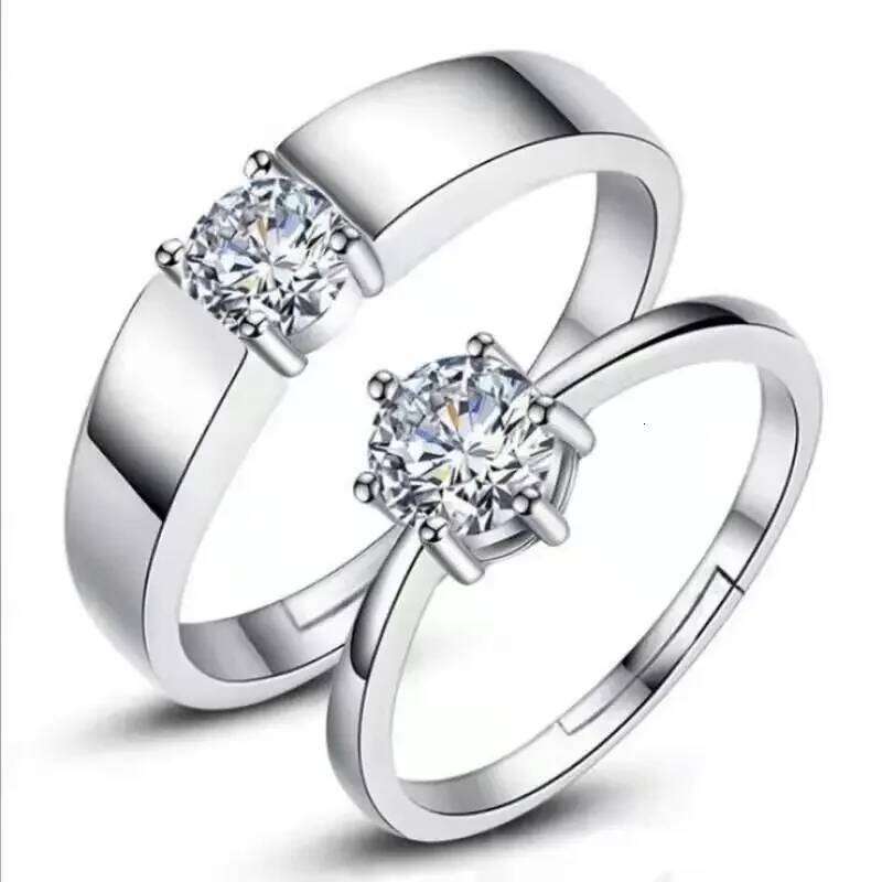 2 Pieces/set Women and Men Fashion Crystal Six Claw Open Adjustable Wedding Crown Couple Rings Jewelry Gifts For Lovers W260206