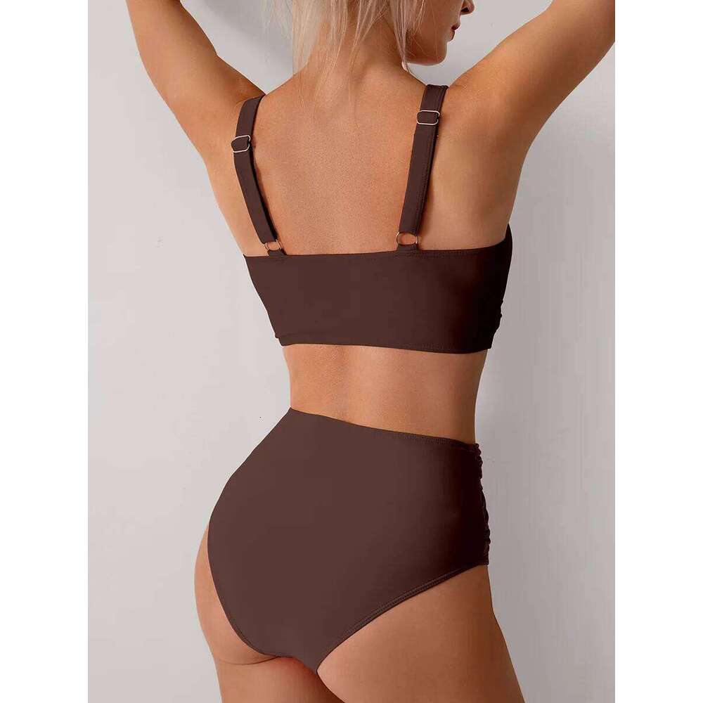 2025 girl Women's Clothing Swimwears European American new sexy split high waist swimsuit set bikini Bikinis Set XJ260206