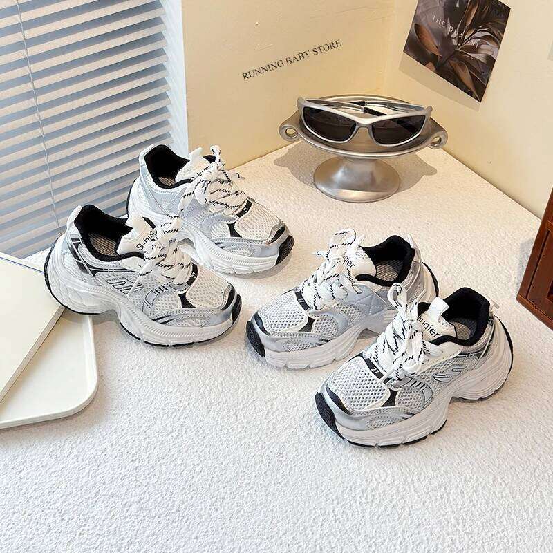New White Sneakers for Children Breathable Running Fresh Sports Fashion Light Basketball Platform Shoes I03112 26Y0206