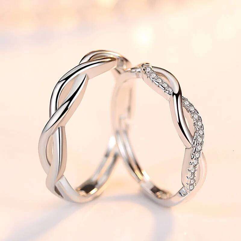 Women's 925 Sterling Silver Fashion Jewelry New Spiral Crystal Zircon Couple Rings For Men XY0344 W260206