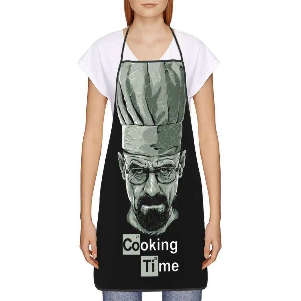 Custom Bib Breaking Bad Time Aprons Men Women Unisex Adult Chef Cooking Kitchen Walter White Tablier Cuisine Gardening S260205