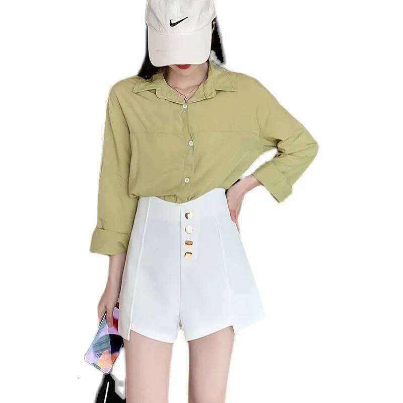 Korean Style High Waist Wide Leg Short Women's Spring Summer New Fashion Loose Slimming Versatile Outerwear Boot Pants XJ260206