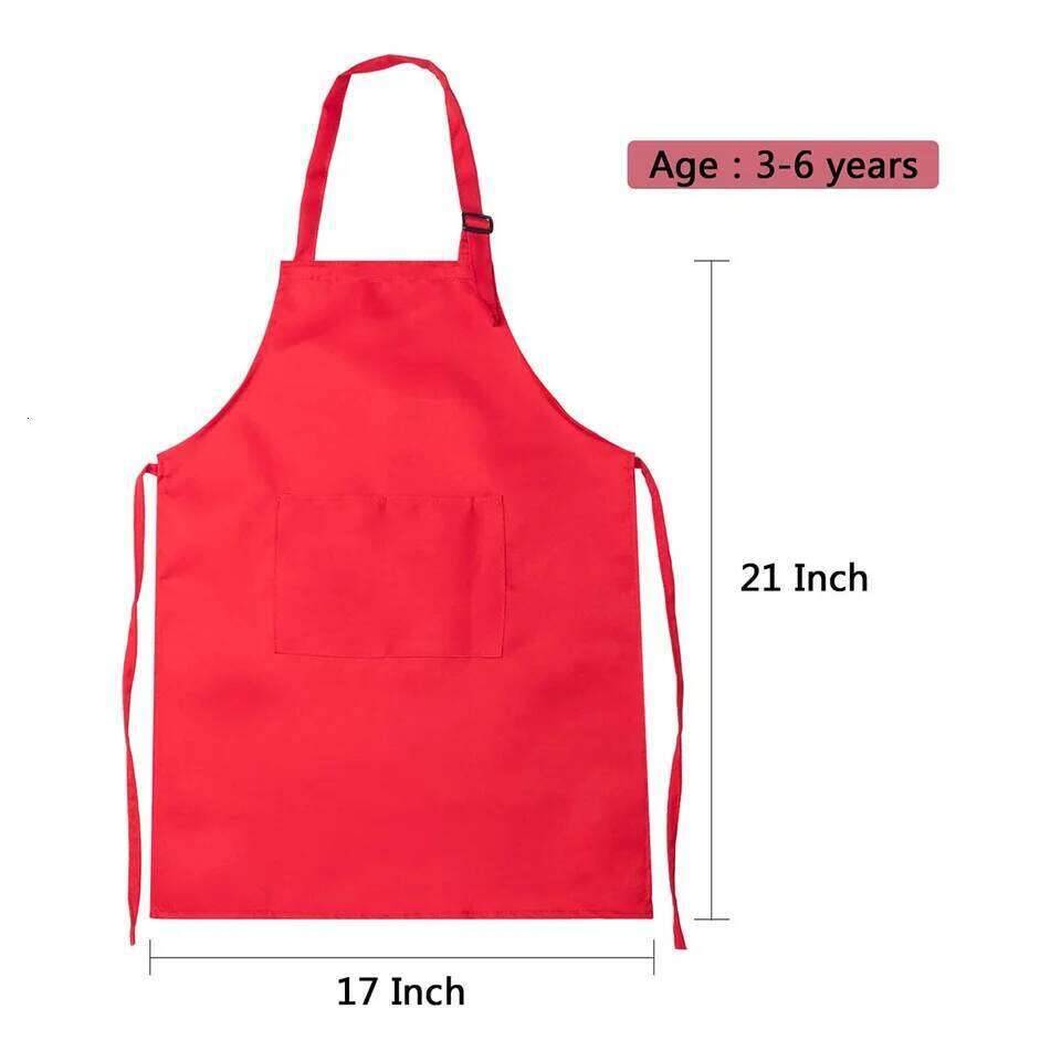 Children Chef Front Pocket Bib Boys Girls Kitchen Craft Kids Apron Painting Cooking Baby Pinafore+Hat Sets S260205