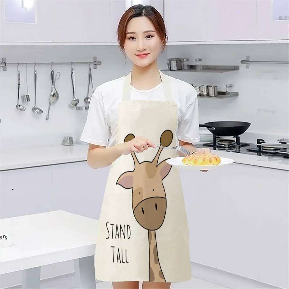 Kitchen Cooking Animal Print Aprons For Lion Elk Bear Fox Women Sleeveless Biking Bibs Pinafores Children Apron Home Bib S260205